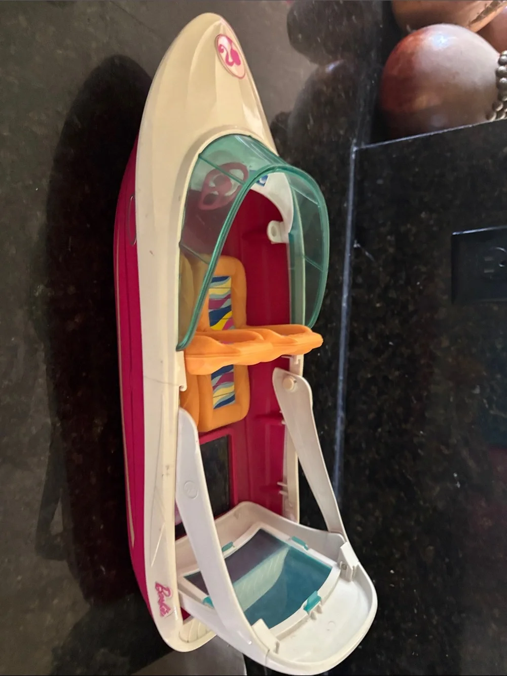 Barbie Pink, White & Teal Convertible Speedboat